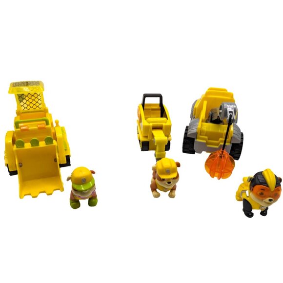 Lot of 3 Spin Master Paw Patrol Rubble & Bulldozer Deluxe Construction Vehicles - Picture 1 of 7